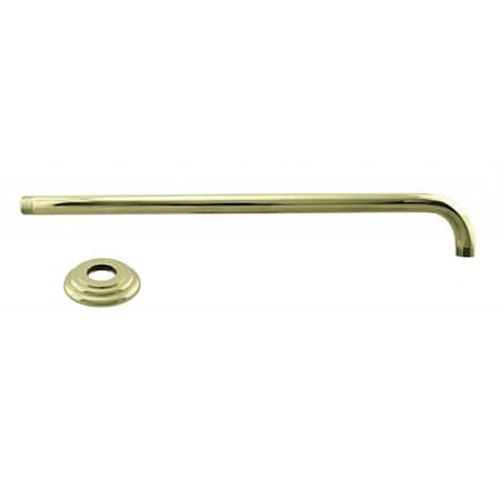 Westbrass 1/2" IPS x 19" 90-Degree Rain Shower Arm W/ Flange in Polished Brass D3703-1-01